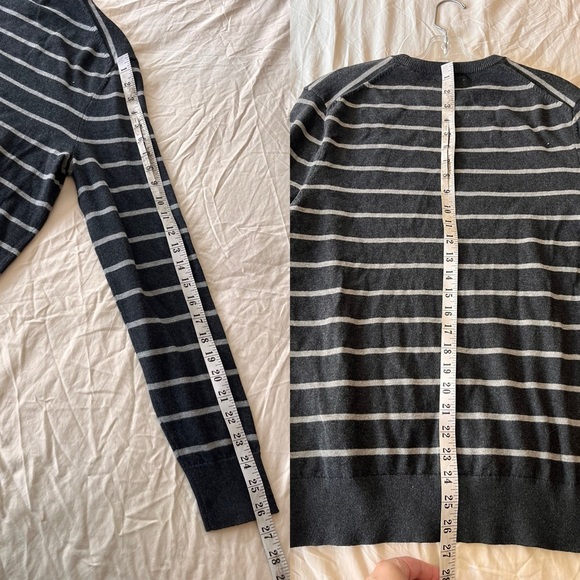 NWOT Calvin Klein Men’s Gray & White Striped Crewneck Sweater - Picture 10 of 12